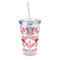 Heart Damask 16oz Double Wall Acrylic Tumbler with Lid & Straw - Full Print (Personalized)