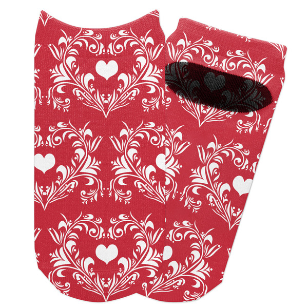 Custom Heart Damask Adult Ankle Socks
