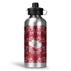 Heart Damask Water Bottles - 20 oz - Aluminum (Personalized)