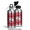 Heart Damask Aluminum Water Bottle - Alternate lid options