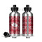 Heart Damask Aluminum Water Bottle - Front and Back