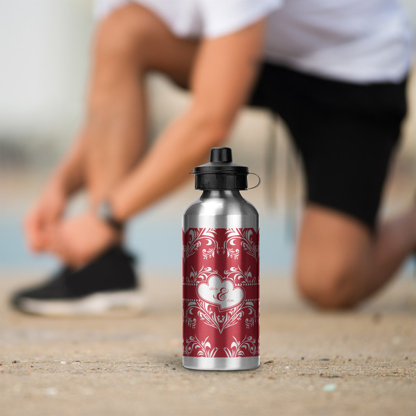 Heart Damask Aluminum Water Bottle - Silver LIFESTYLE