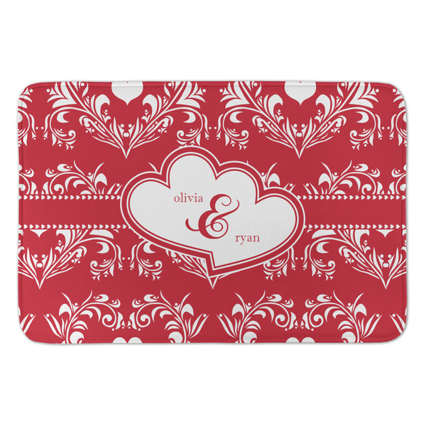Custom Heart Damask Anti-Fatigue Kitchen Mat (Personalized)