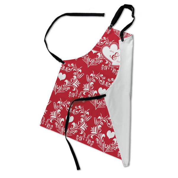Heart Damask Apron - Folded