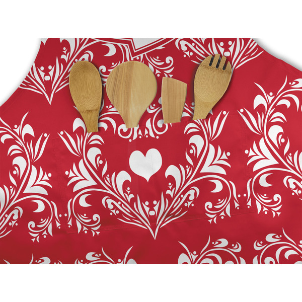 Heart Damask Apron - Pocket Detail with Props
