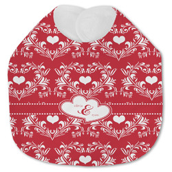Heart Damask Jersey Knit Baby Bib w/ Couple's Names