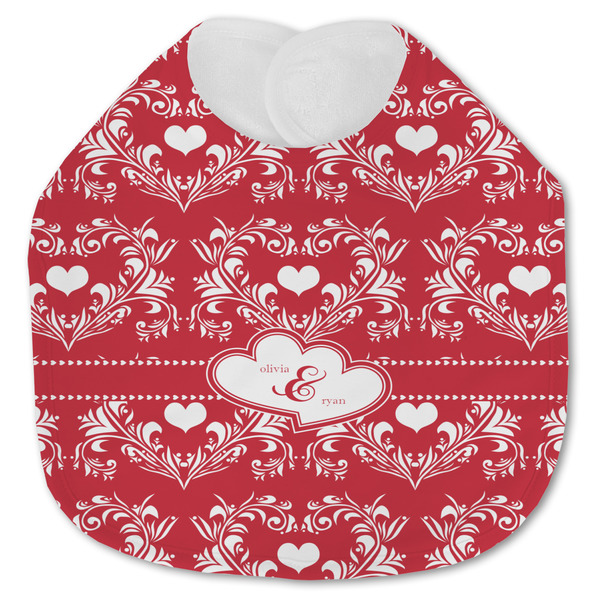 Heart Damask Baby Bib - AFT closed