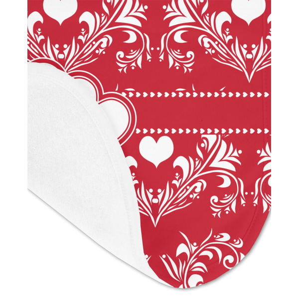 Heart Damask Baby Bib - AFT detail