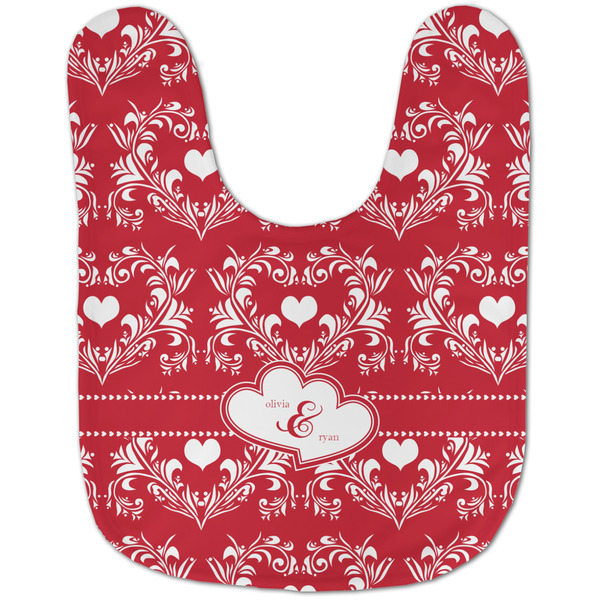 Heart Damask Baby Bib - AFT flat