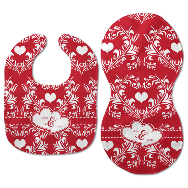 Heart Damask Baby Bib & Burp Set - Approval (new bib & burp)