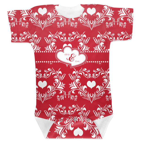 Custom Heart Damask Baby Bodysuit (Personalized)