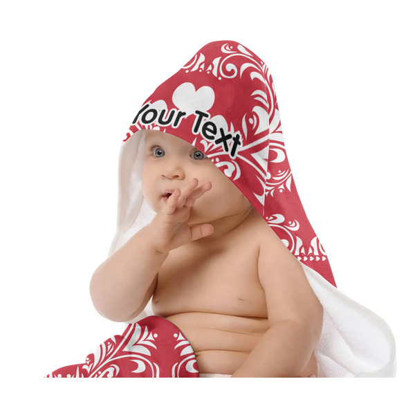 Heart Damask Baby Hooded Towel on Child
