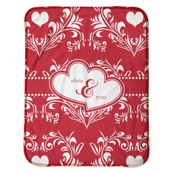 Heart Damask Baby Sherpa Blanket - Flat