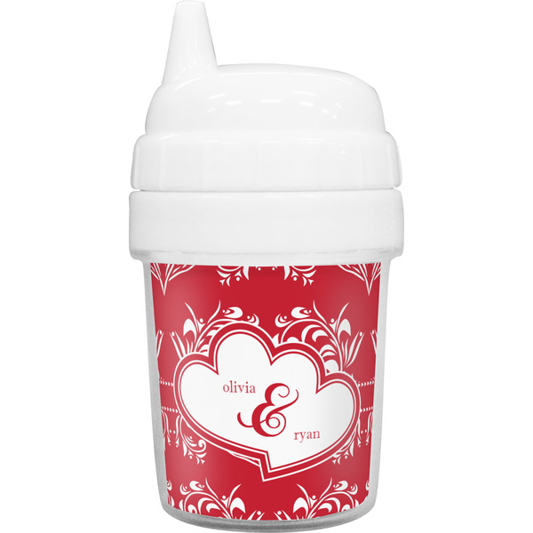 Custom Heart Damask Baby Sippy Cup (Personalized)