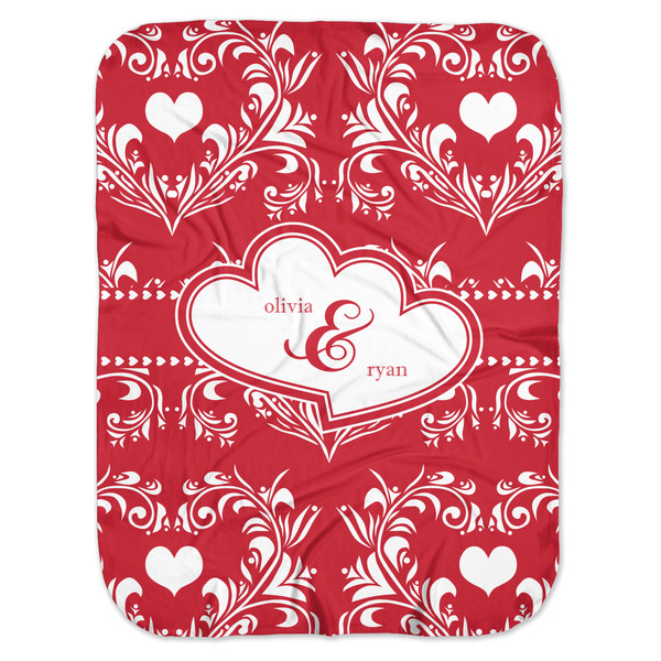 Custom Heart Damask Baby Swaddling Blanket (Personalized)