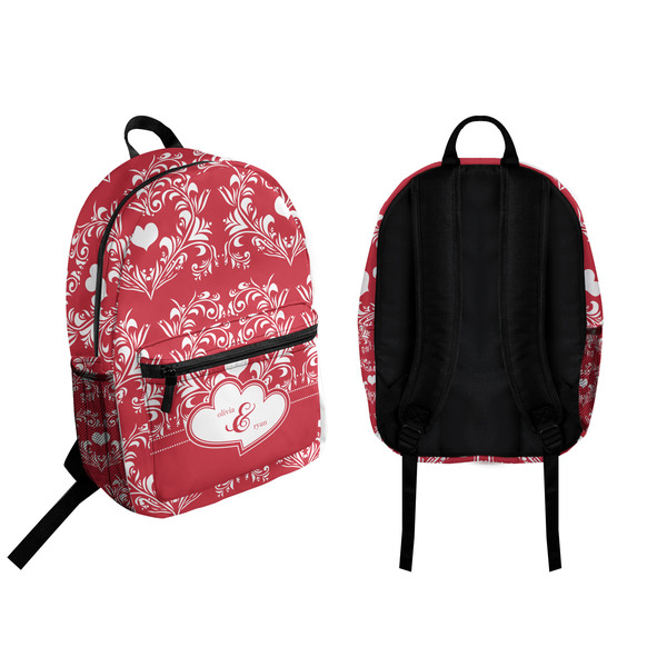 Heart Damask Backpack front and back - Apvl