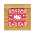 Heart Damask Bamboo Trivet with Ceramic Tile Insert (Personalized)