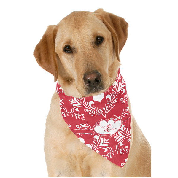 Custom Heart Damask Dog Bandana Scarf w/ Couple's Names
