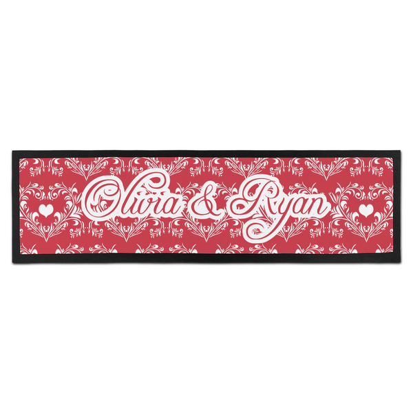 Custom Heart Damask Bar Mat - Large (Personalized)