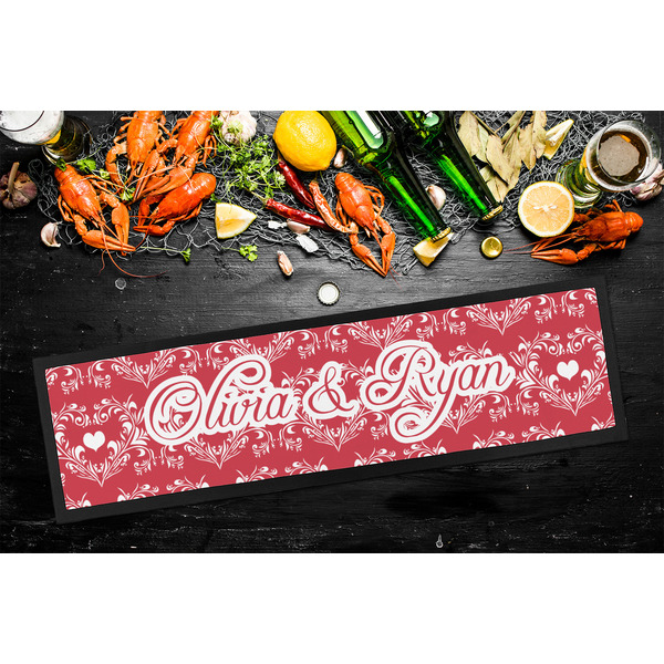 Heart Damask Bar Mat - Large - LIFESTYLE