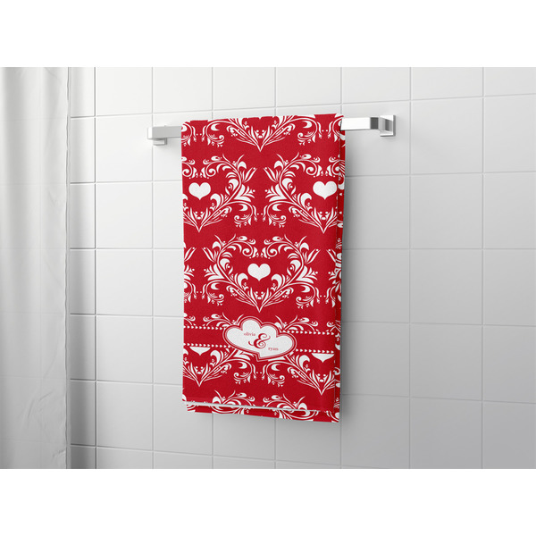 Heart Damask Bath Towel - LIFESTYLE