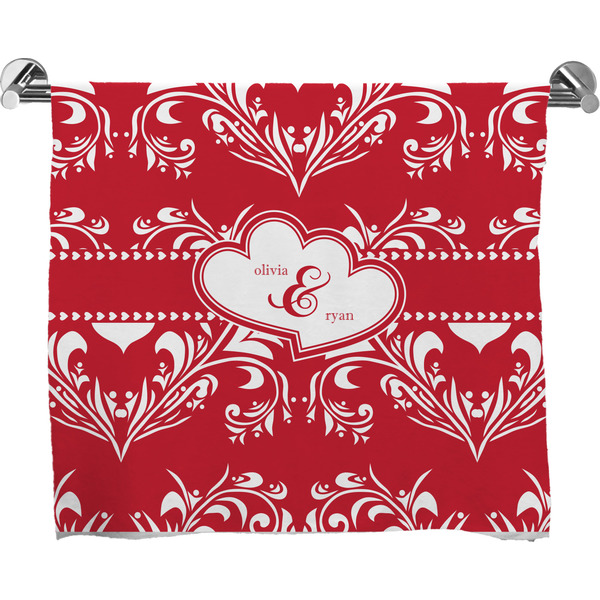 Custom Heart Damask Bath Towel (Personalized)