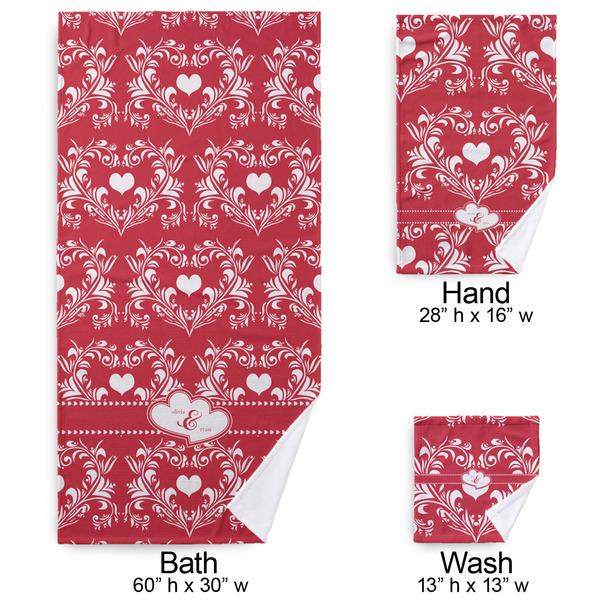 Heart Damask Bath Towel Sets - 3-piece - Approval