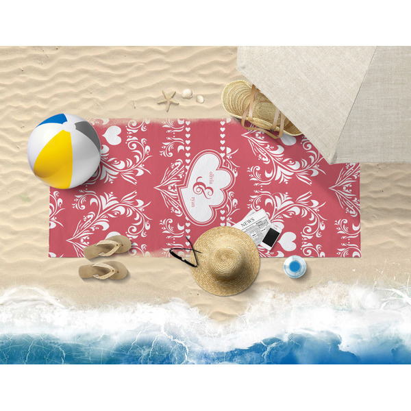 Heart Damask Beach Towel Lifestyle