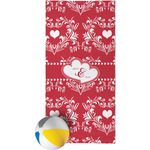 Heart Damask Beach Towel (Personalized)