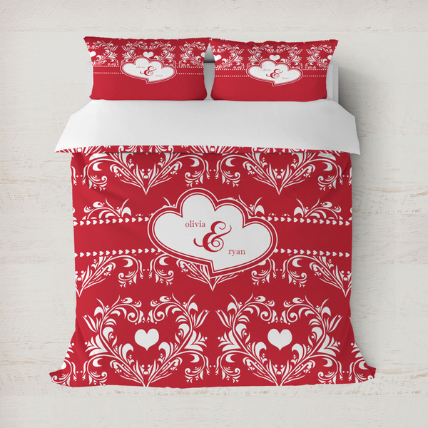 Custom Heart Damask Duvet Cover (Personalized)