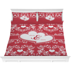 Heart Damask Comforter Set - King (Personalized)