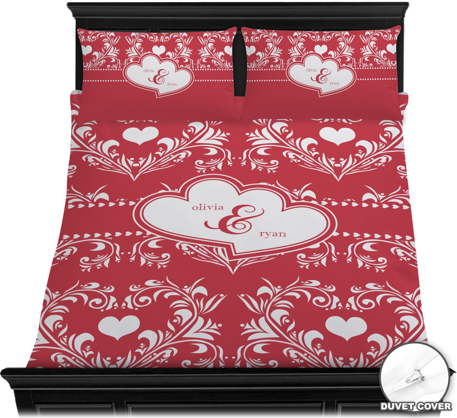 Heart Damask Duvet Covers Personalized Youcustomizeit