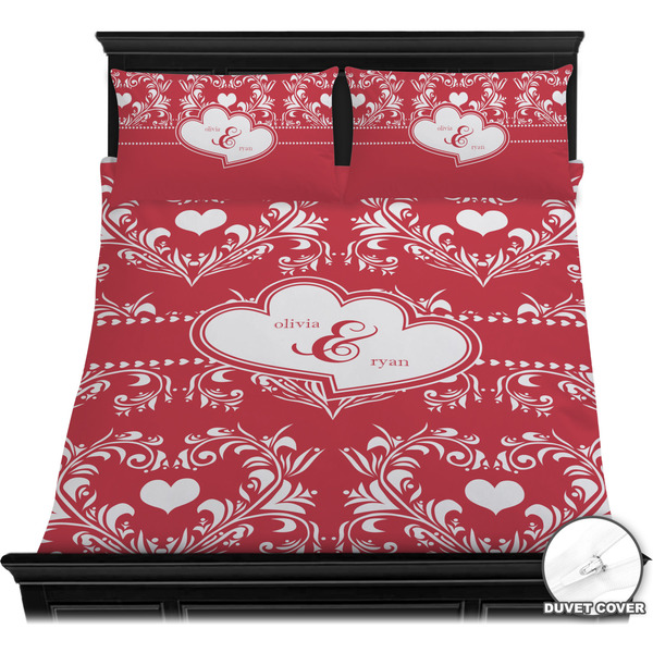 Heart Damask Bedding Set (Queen) - Duvet