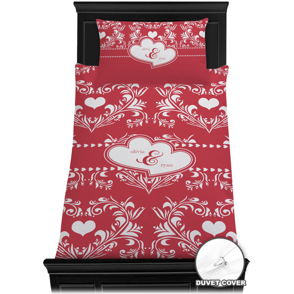 Heart Damask Bedding Set (Twin) - Duvet