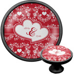 Heart Damask Cabinet Knob (Black) (Personalized)