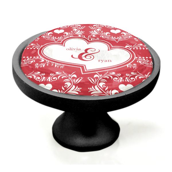 Heart Damask Black Custom Cabinet Knob (Side)