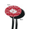 Heart Damask Black Plastic 7" Stir Stick - Single Sided - Oval - Front & Back