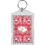 Heart Damask Bling Keychain (Personalized)