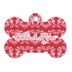 Heart Damask Bone Shaped Dog ID Tag (Personalized)
