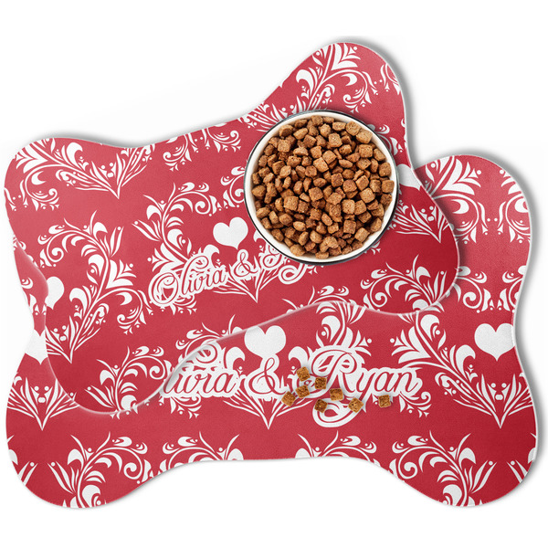 Heart Damask Bone Shaped Dog Mats - MAIN