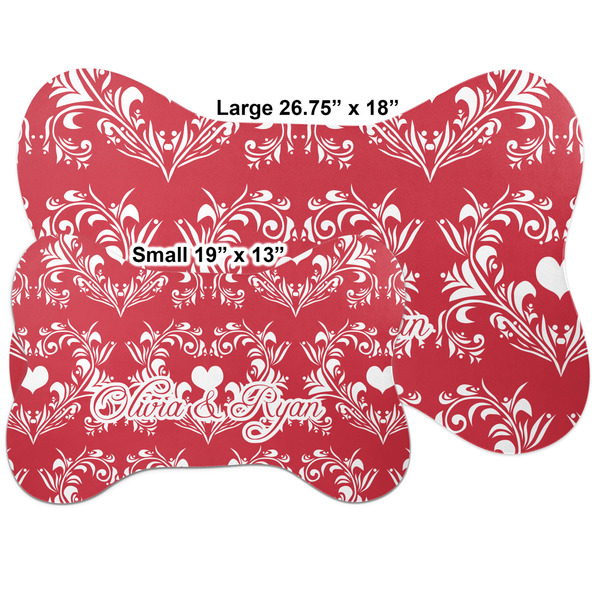 Heart Damask Bone Shaped Mat Comparison