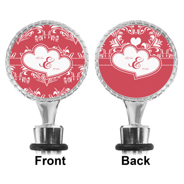 Heart Damask Bottle Stopper - Front and Back