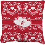 Heart Damask Faux-Linen Throw Pillow 16" (Personalized)