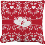 Heart Damask Faux-Linen Throw Pillow 18" (Personalized)