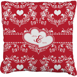 Heart Damask Faux-Linen Throw Pillow 18" (Personalized)