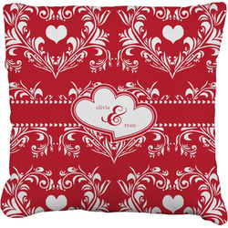 Heart Damask Faux-Linen Throw Pillow 20" (Personalized)