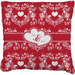 Heart Damask Faux-Linen Throw Pillow 26" (Personalized)