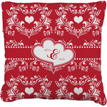 Heart Damask Faux-Linen Throw Pillow (Personalized)
