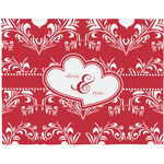 Heart Damask Woven Fabric Placemat - Twill w/ Couple's Names
