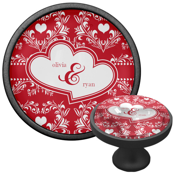 Heart Damask Cabinet Knob - Black - Multi Angle